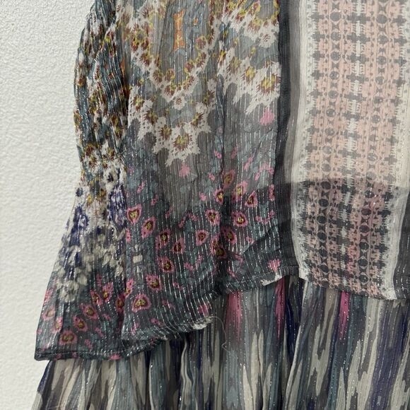 Anthropologie Meadow Rue Josie Metallic Lurex Stripe Tiered Maxi Dress Sz 10 NWT - Picture 4 of 6